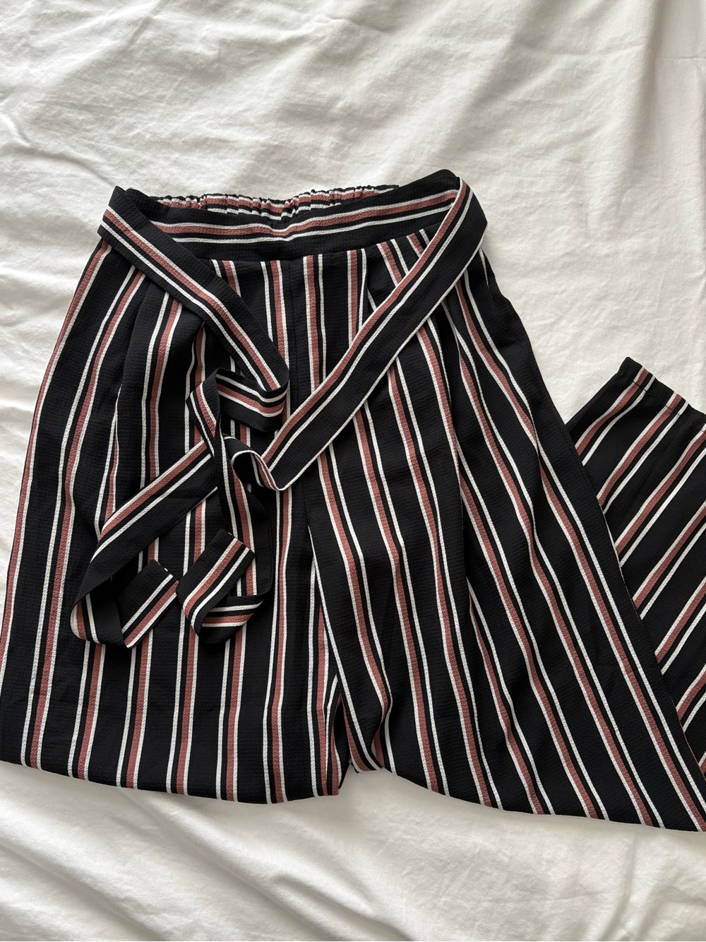 brown black and white wide leg flowy pants
